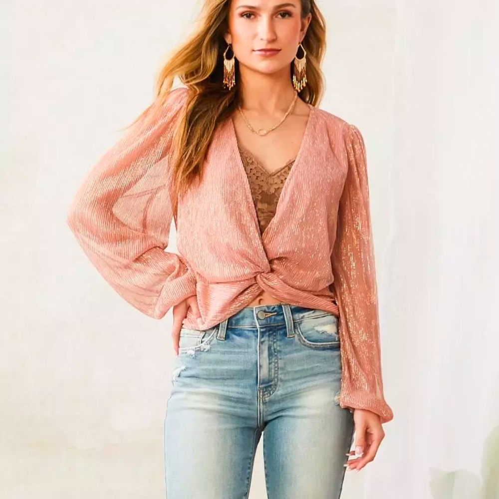 Metallic Twisted Front Top